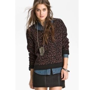 Free People boxy leopard print sweater